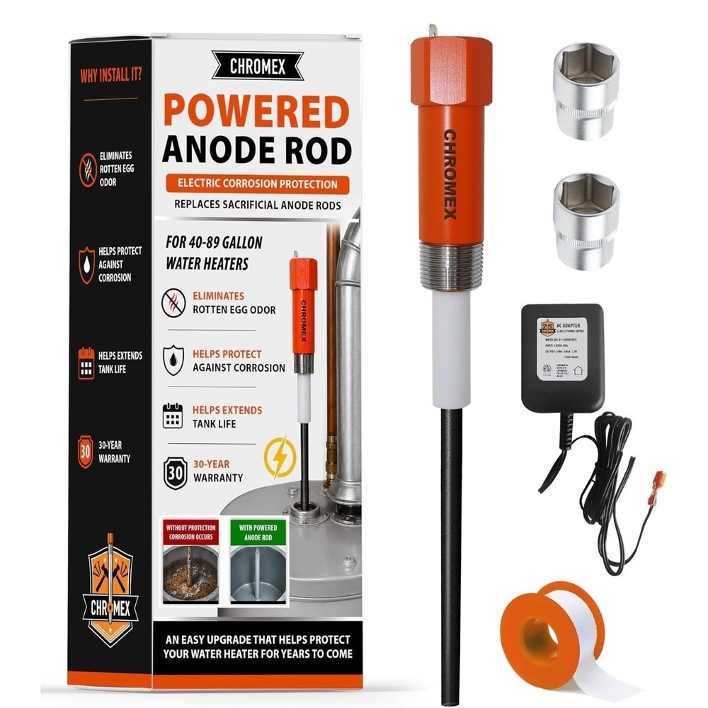 Powered Titanium Anode Rod for 40-89 Gallon Water Heaters Removes Sulfur Smell
